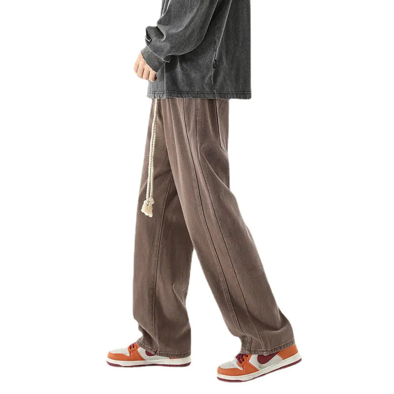 Men's Black Loose Fit Wide Leg Denim Pants