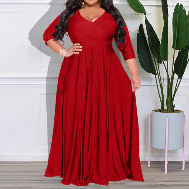 Elegant Solid Color Skirt Dress for Women (Large Size)