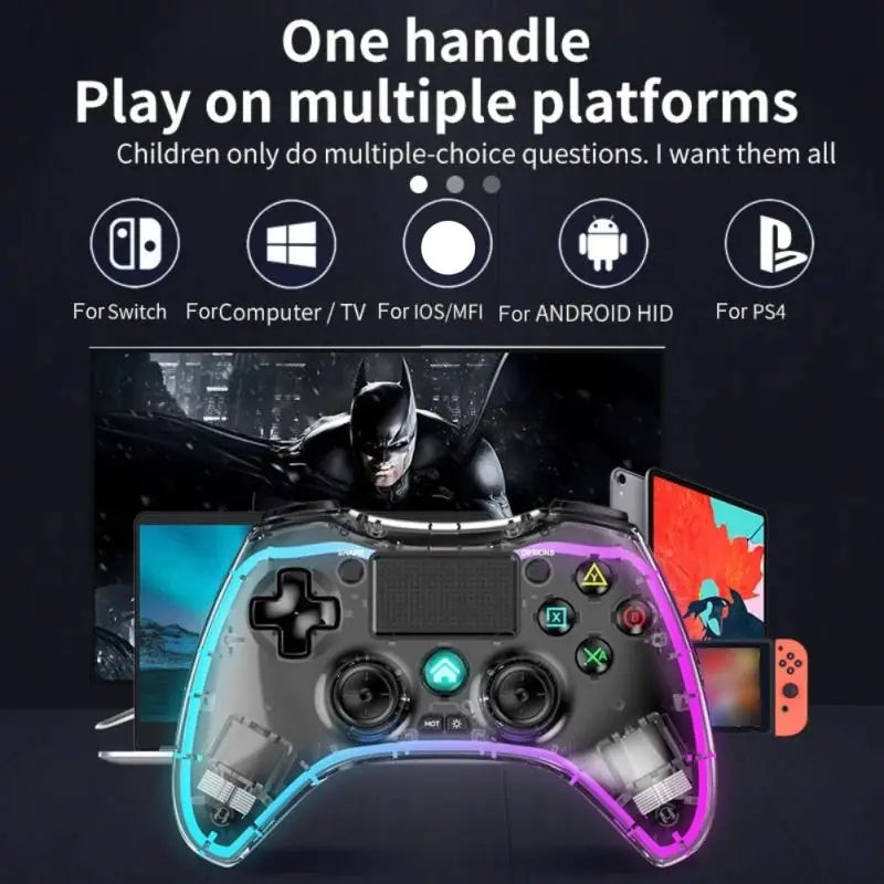 Bluetooth Wireless Transparent PS4 Gamepad Controller