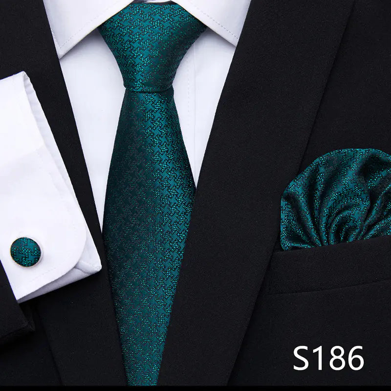 Korean Style Floral Tie and Pocket Square Set for Men