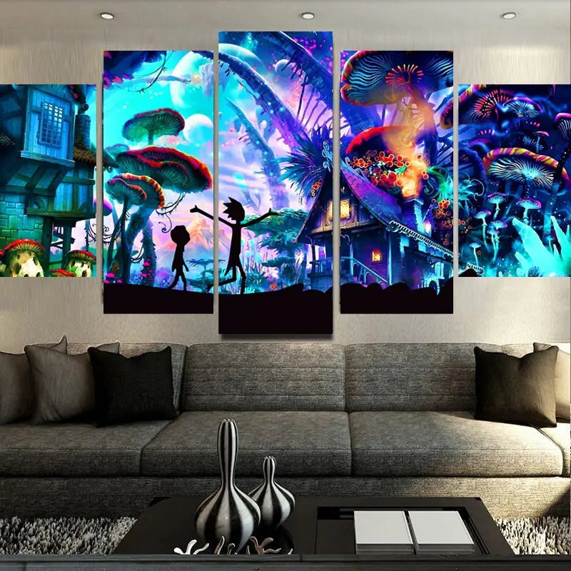 Rick and Morty Wall Art Set for Home Decoration (5 Pieces)