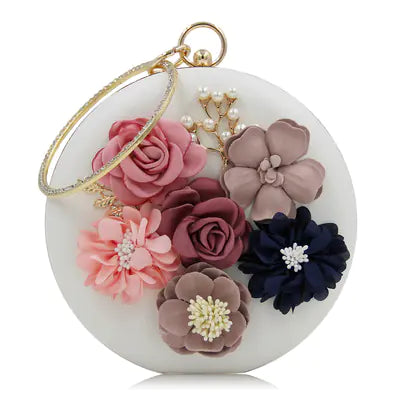 2018 Floral Evening Clutch with Pearls and Rhinestones