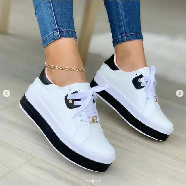 Casual Large Size Ladies' Lace-Up Sneakers