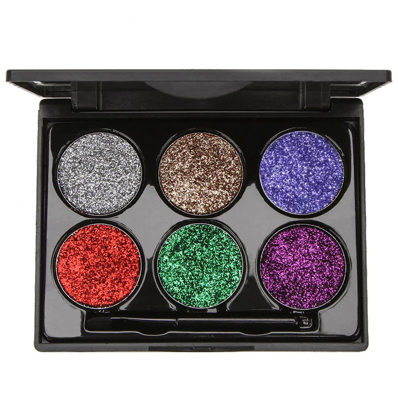 Dnm 6-Color Pearlescent Glitter Eyeshadow Palette