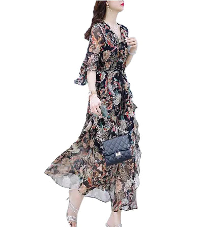 French Style Floral Doll Dress with Bell Sleeves
