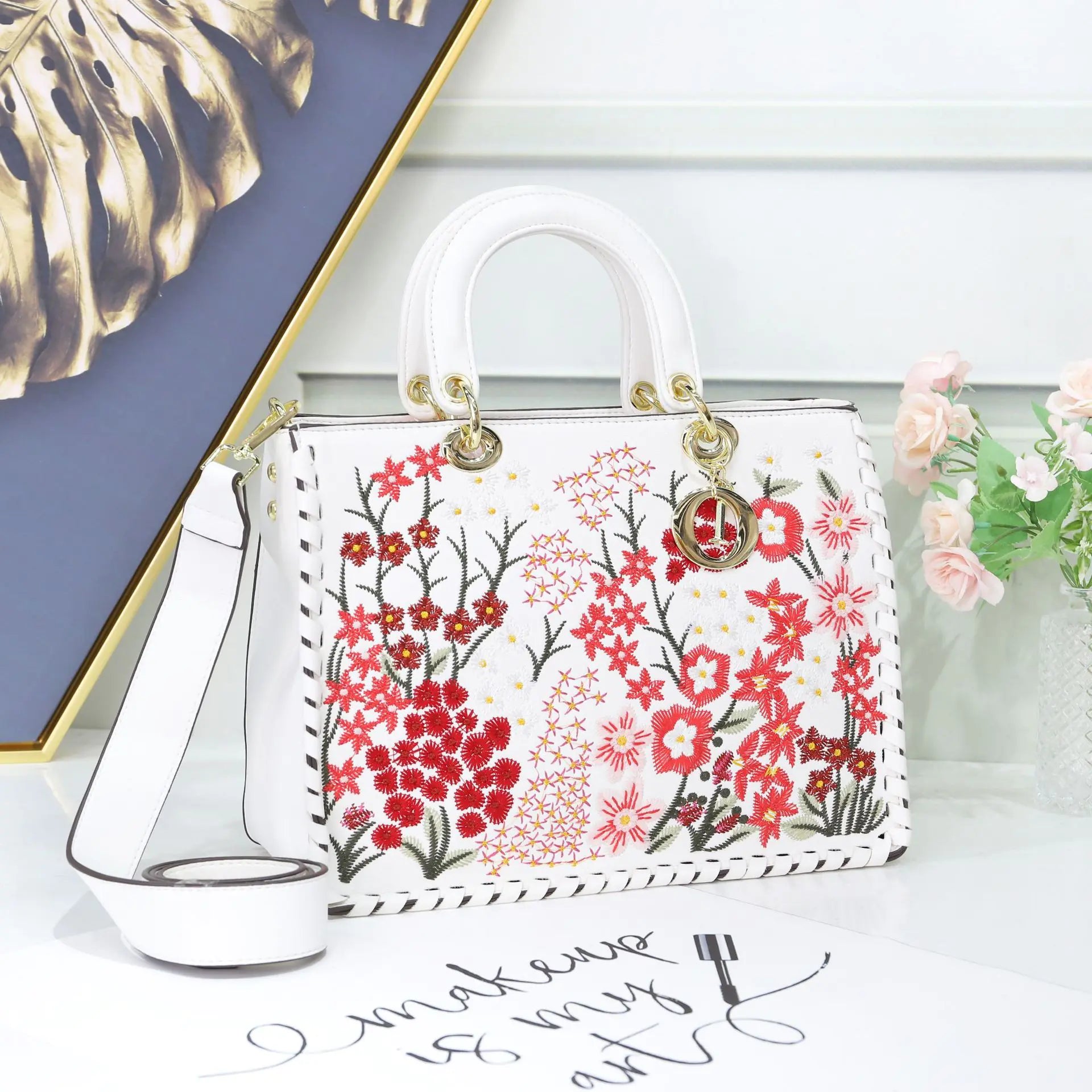 Handheld Embroidery Messenger Bag for Women
