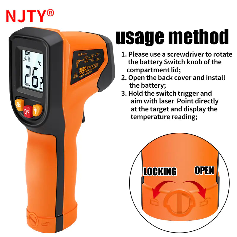 Digital Infrared Thermometer NJTY -50 to 600 ℃ Laser Gun