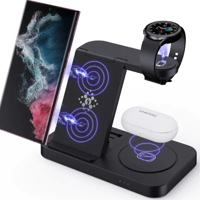 Foldable 3-in-1 Wireless Charger for Watch, Mobile Phone & Headset