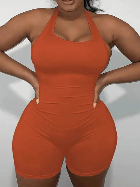 Plus Size Backless Cami Romper for Summer Women
