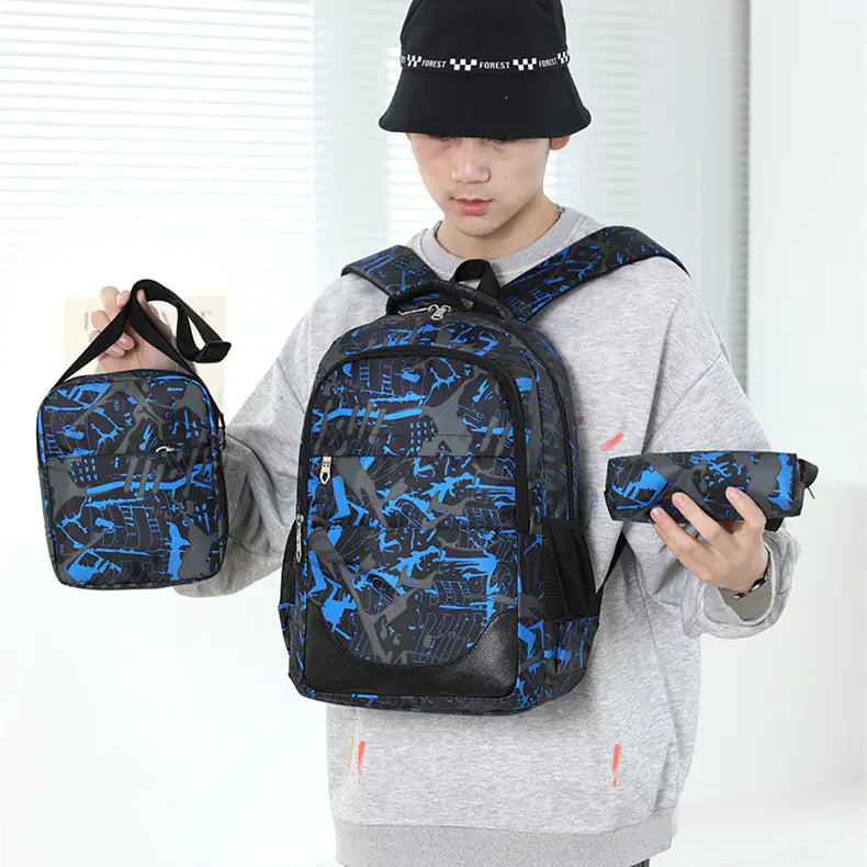Three-Piece Large Capacity School Bag for Travel