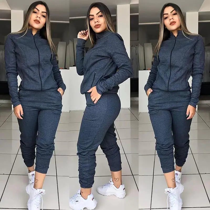 Women's Casual Sports Set - Hooded Long Sleeve Outfit