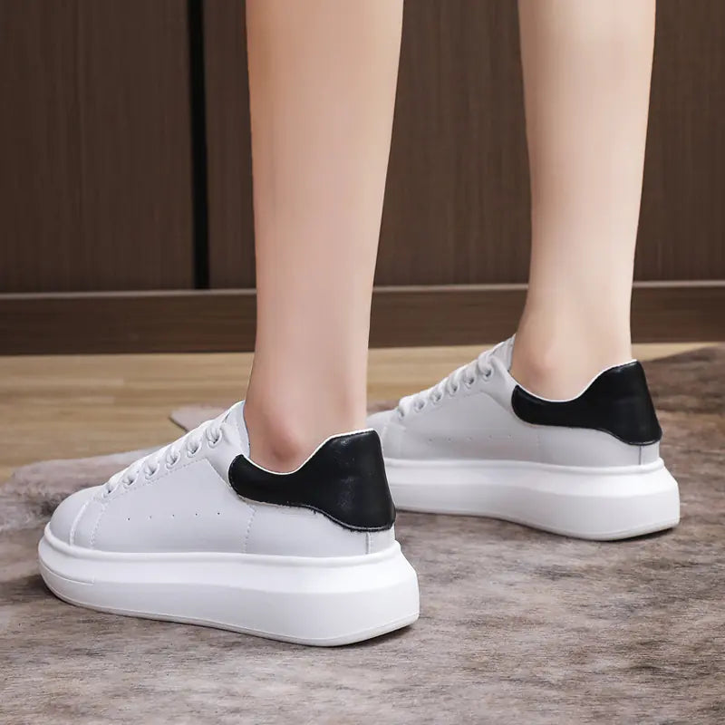 Genuine Leather Autumn Fashion White Sneakers for Women