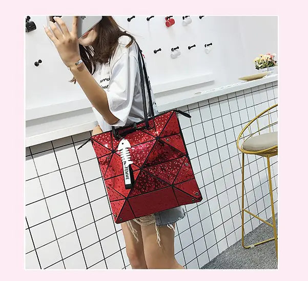 Trendy High-End Laser Shoulder Tote Bag for Classes