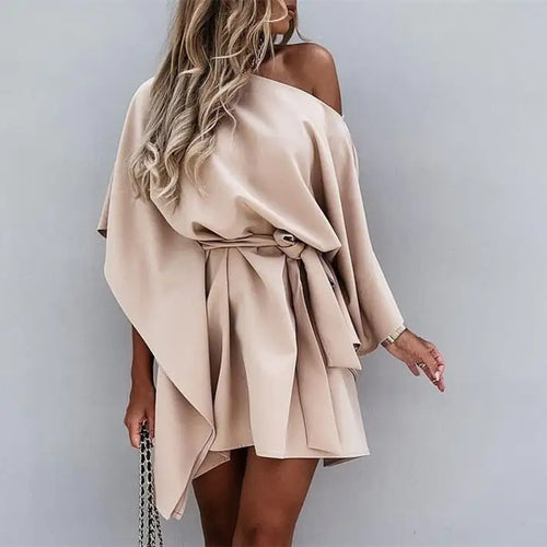 Women's Solid Color Slant Shoulder Casual Skirt