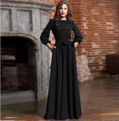 2020 Long Robe with Belt and Bow Plus Size Dress