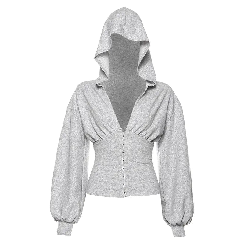 2019 Autumn Women's Lantern Sleeve Hoodie Cardigan