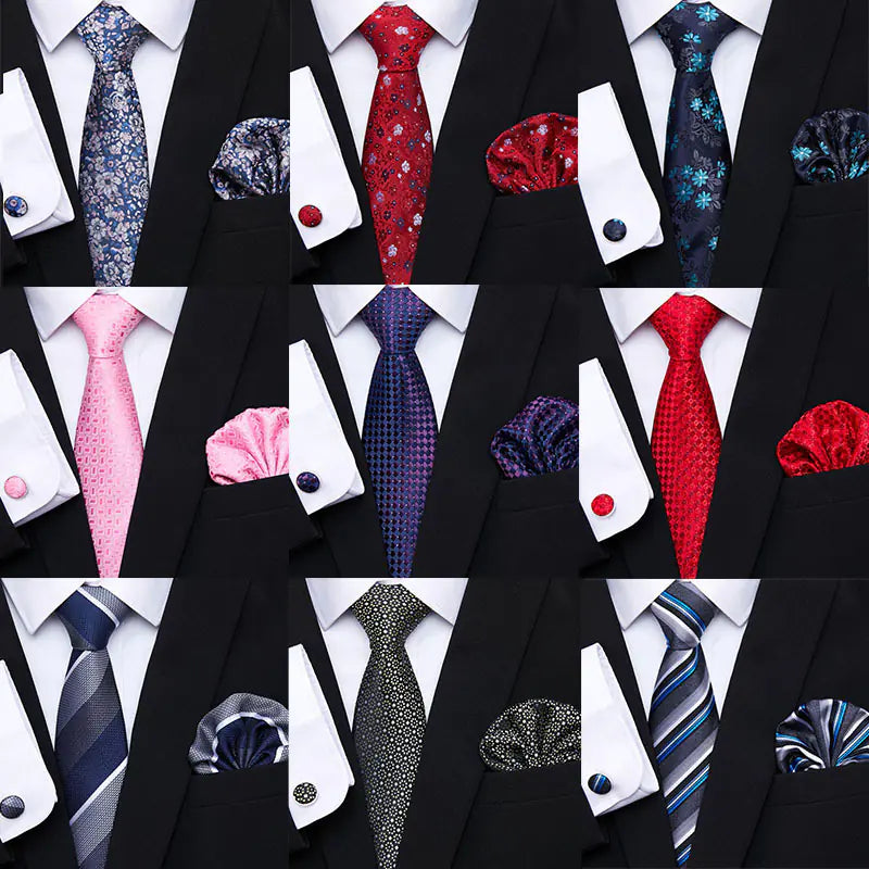 Korean Style Floral Tie and Pocket Square Set for Men