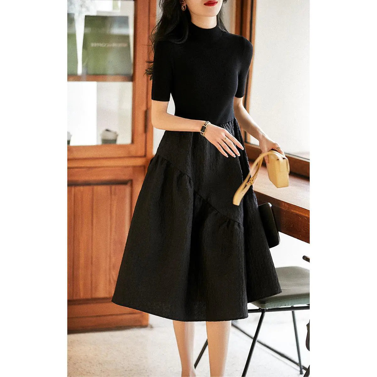 French Style Black Hepburn Waist-Controlled Dress