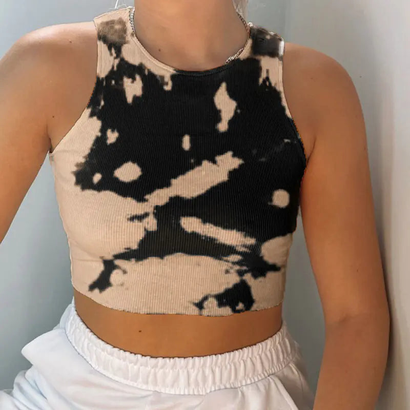 2020 Summer Tie-Dye Print High-Stretch Crop Top