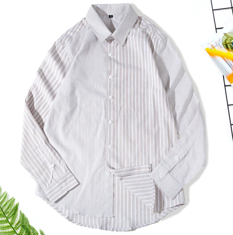 Striped Slim Fit Cotton Work Shirt for Men