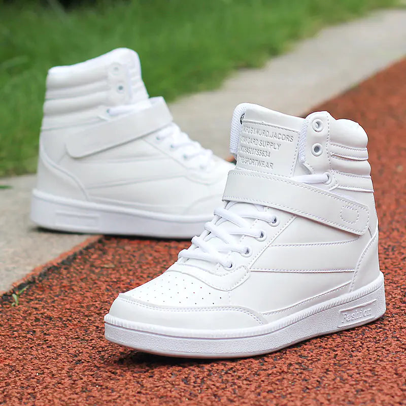 Breathable High Top Black and White Women's Sneakers