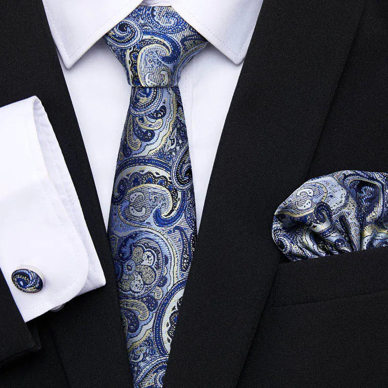 Korean Style Floral Tie and Pocket Square Set for Men