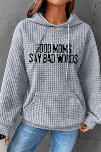 Loose Long Sleeve Hooded Sweater with Patch Pockets