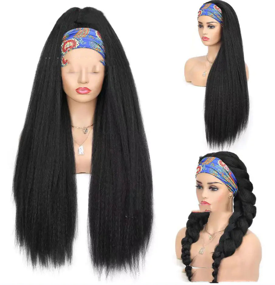 Corn Silk Long Hair Bandana Wig Head Cover Hairband