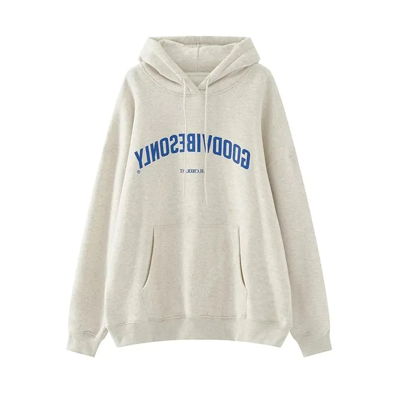 Oversized Letter Print Hoodie Sweatshirt for Warmth