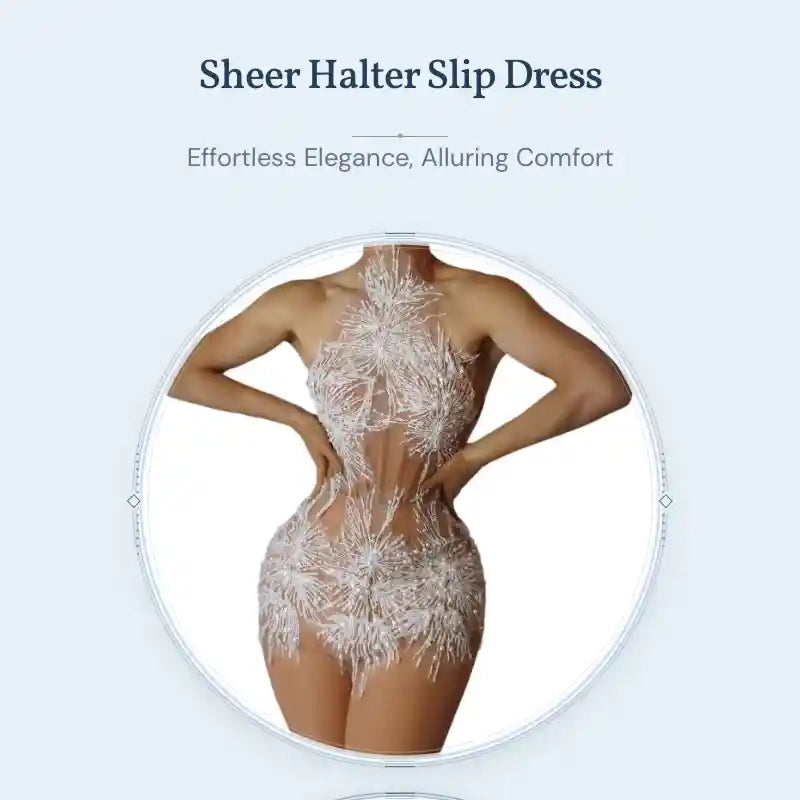 Sheer Halter Slip Dress by@Outfy