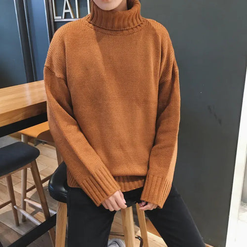 Men's Turtleneck Sweater - Loose Fit Fall Winter Knit