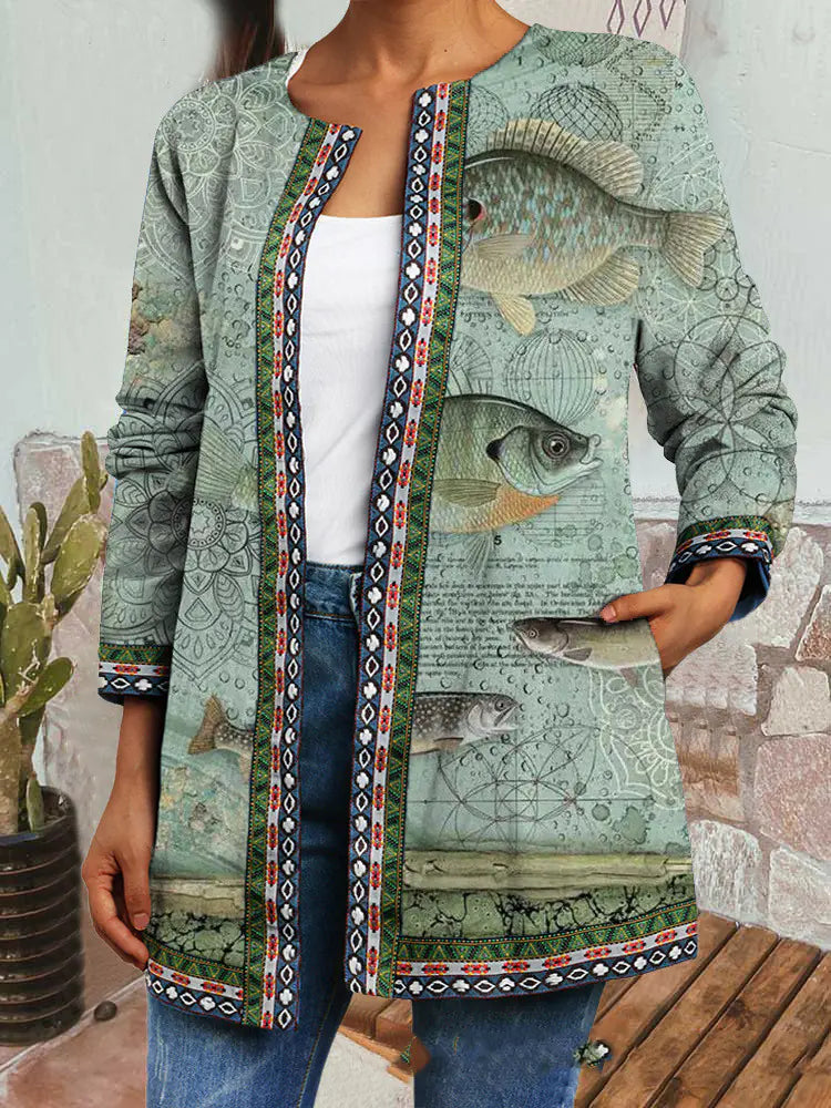 Vintage Floral Patchwork Long Sleeve Cardigan for Women