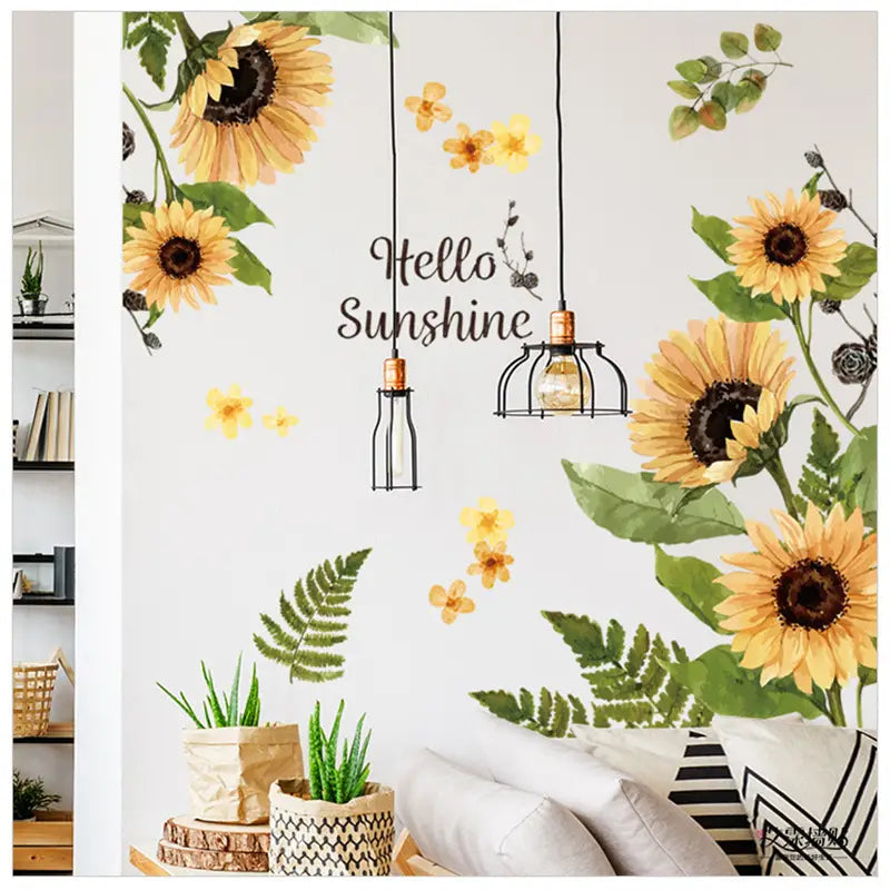 2 Sheets Removable Sunflower Wall Decor Stickers