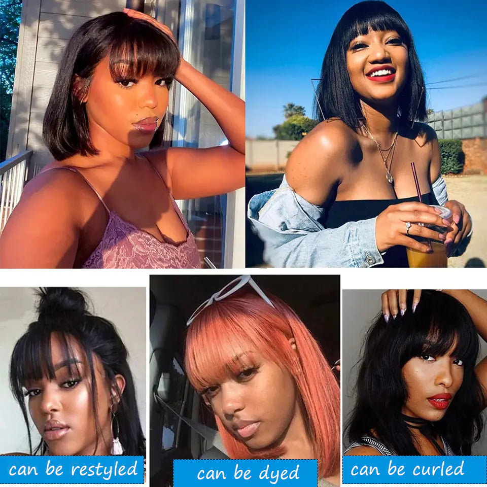EASIHAIR Long Wine Red Gradient Fashion Wig with Bangs