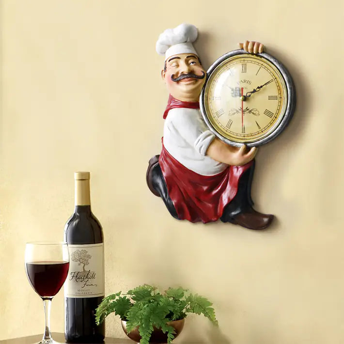 3D Chef Wall Clock - Creative Kitchen Decor