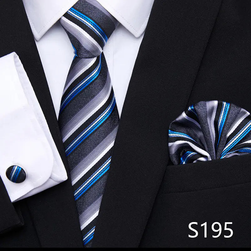 Korean Style Floral Tie and Pocket Square Set for Men