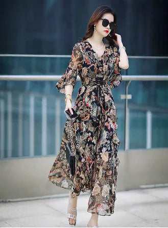 French Style Floral Doll Dress with Bell Sleeves