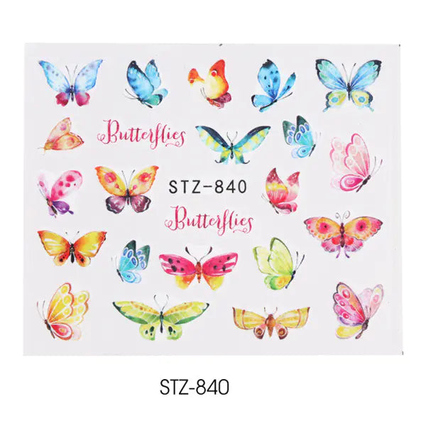Nail Water Stickers - Green Leaf Rose Design