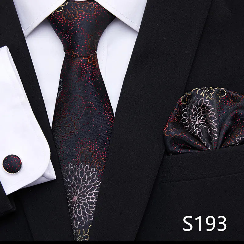 Korean Style Floral Tie and Pocket Square Set for Men
