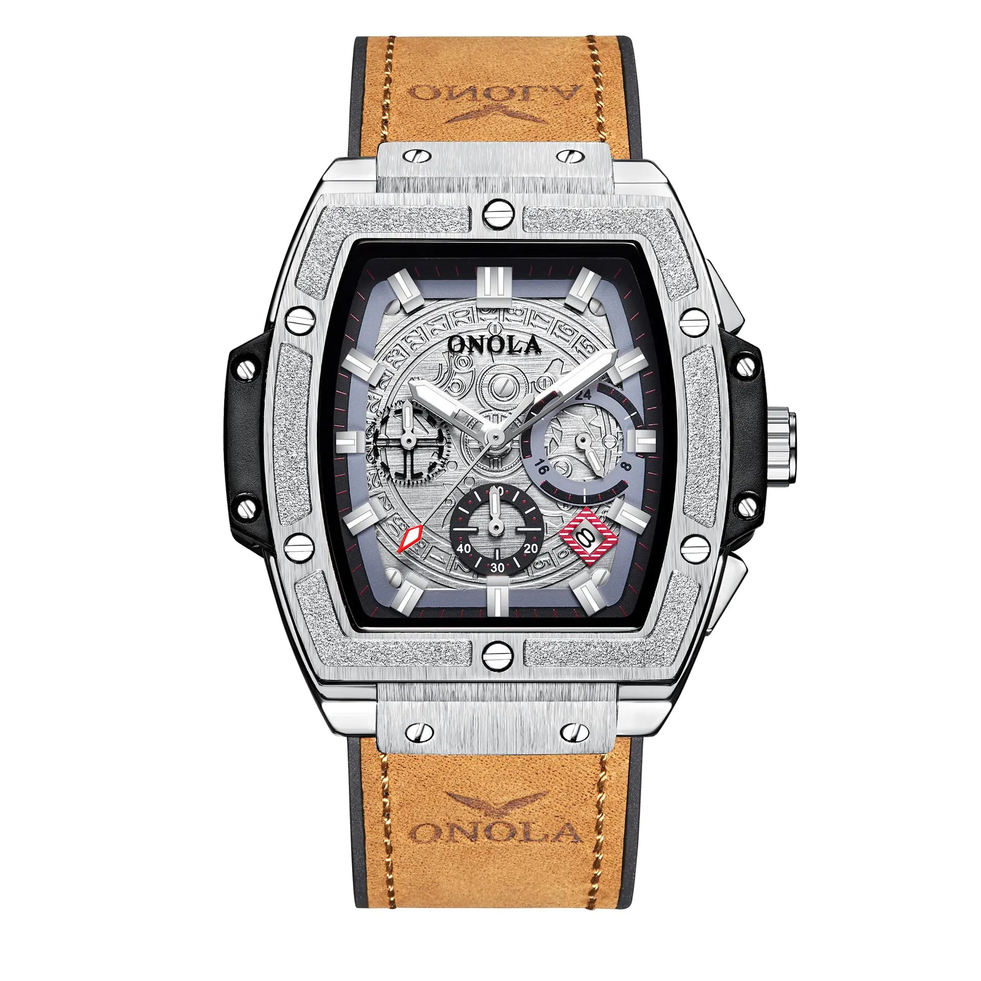 Multifunctional Men's Waterproof Quartz Watch with Leather