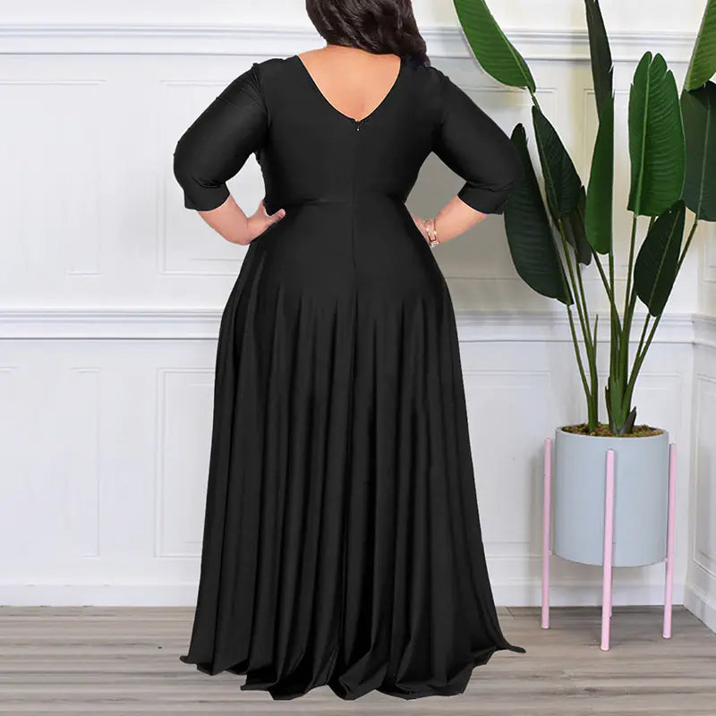 Elegant Solid Color Skirt Dress for Women (Large Size)