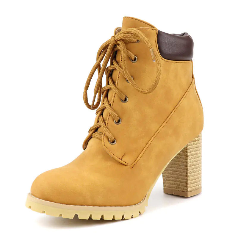 High Heel Lace-Up Short Boots for Women (Plus Size)