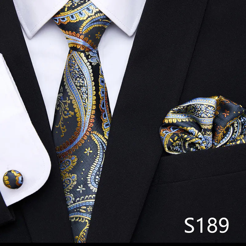 Korean Style Floral Tie and Pocket Square Set for Men