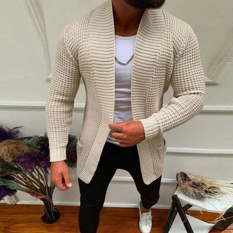 Men's Casual V-Neck Knitted Cardigan for Autumn/Winter