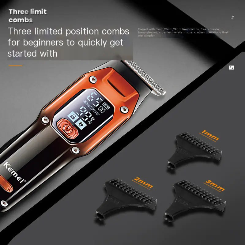 Kemei KM-658 LCD USB Hair Clipper for Barbers