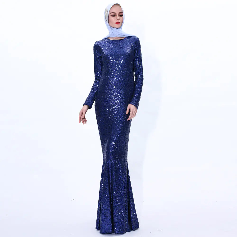 2020 Ramadan Sequin Mermaid Dress for Muslim Women