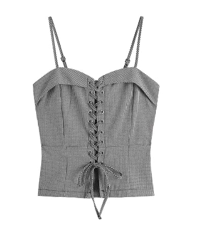 Checkered Crop Top with Tie Straps