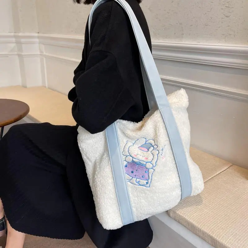 Trendy Large Capacity Fashion Fur Shoulder Tote Bag