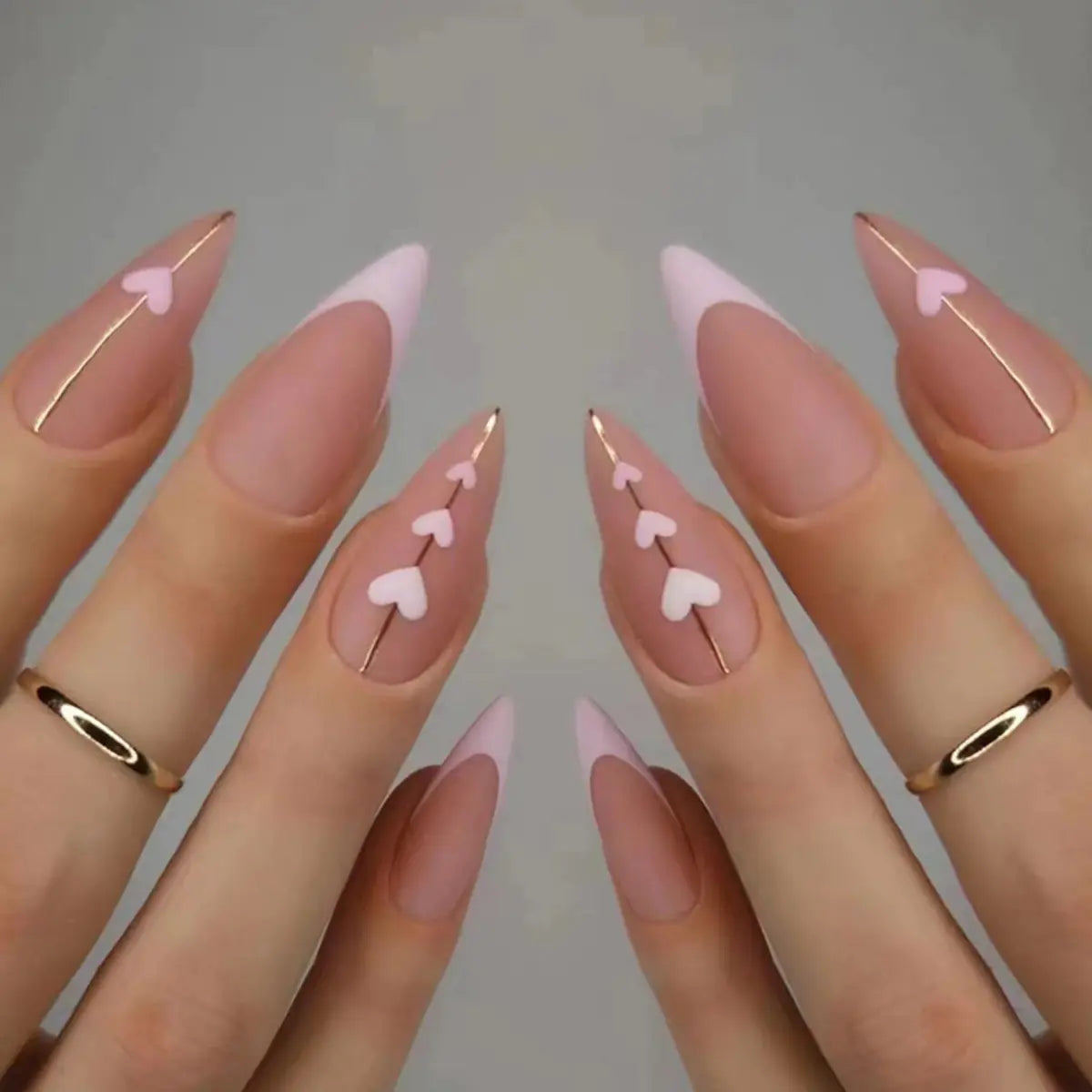 Valentine's Day Press-On Nail Set with Heart Designs