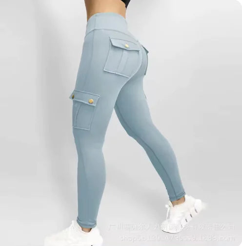 High Elastic Fitness Pants with Pockets